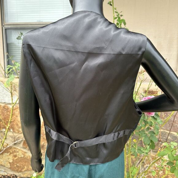 Scully Western Mens Vest Size Medium Black Suede Leather Pockets Snap Front - Picture 4 of 6